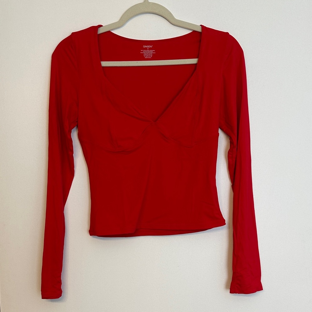 Women's Red Long Sleeve Top